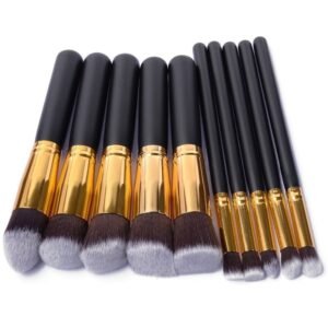 Πινελα Μακιγιαζ Μεγαλα Professional Women Makeup Brush Set 10 Τεμαχιων Golden-black