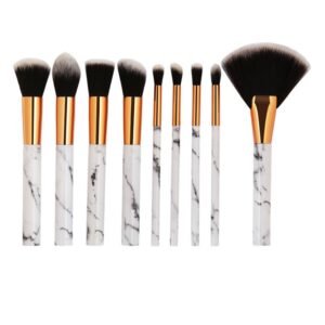 Πινέλα Μακιγιάζ – Marbling Professional Women Makeup Brush Set, 9 τεμαχίων (Gold-White)