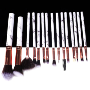 Luxury σετ πινέλων μακιγιάζ 15 τεμαχίων marbling – gold & white edition